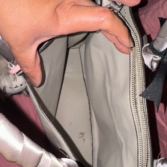 Michael Kors Light Gray Studded Tote with Black Bow - Picture 5 of 5